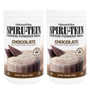 NaturesPlus SPIRU-TEIN, Chocolate - 1.05 lbs, Pack of 2 - Plant-Based Protein Shake - Non-GMO, Vegetarian, Gluten Free - 34 Total Servings