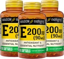 MASON NATURAL Vitamina E 90 mg (200 UI) - Antioxidante y Nutriente Esencial, Sistema de Inmunes Saludables, Esquía y Ojos, Suplemento completo del Cuerpo, 100 Softgels (Pack of 3)