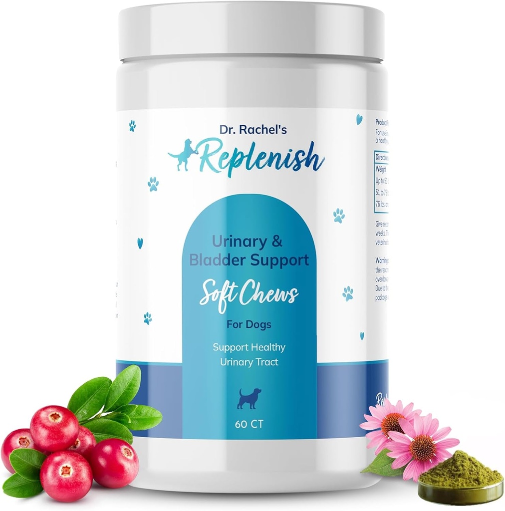 Replenish Urinary Tract Chews for Dogs - Cranberry Extract Chews - Dog UTI Treatment - Immune System Boost - Dog Urinary Health Chews for Senior Dogs - Bladder Support Chews - 60 Condes