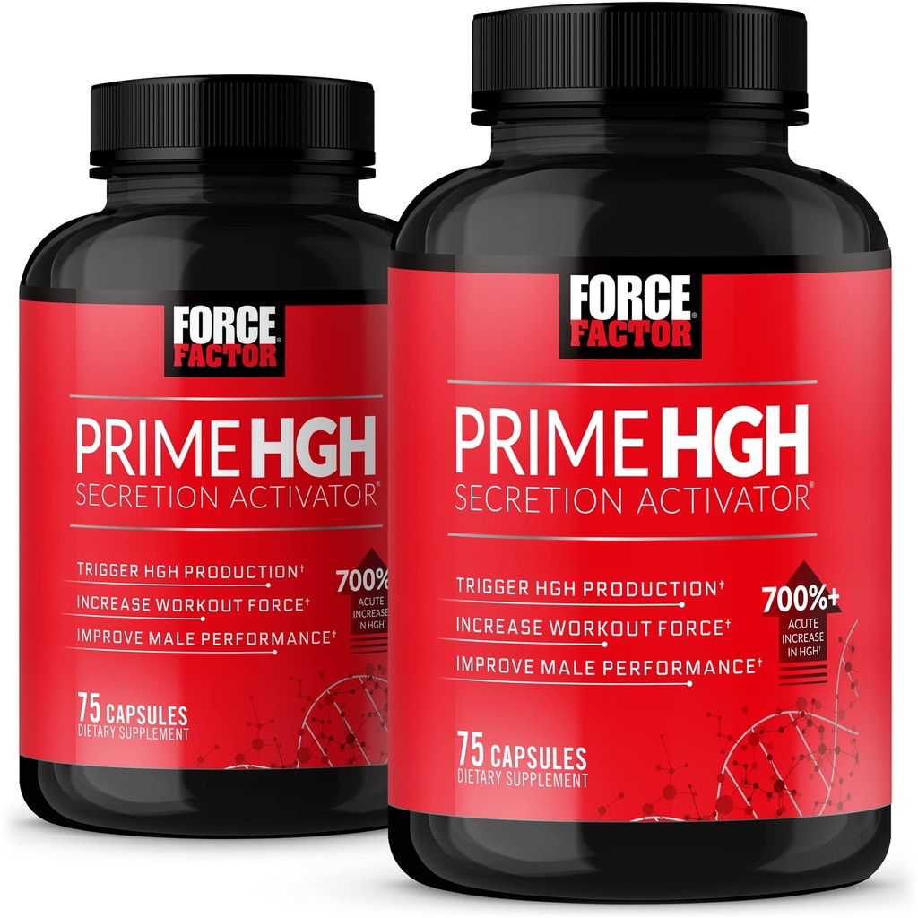 Factor de fuerza Primer HGH activación de la secreción, 2-Pack, HGH suplemento para hombres con alfaSize para ayudar a desencadenar la producción de HGH, aumentar la fuerza de entrenamiento, " Mejorar el rendimiento, 150 cápsulas