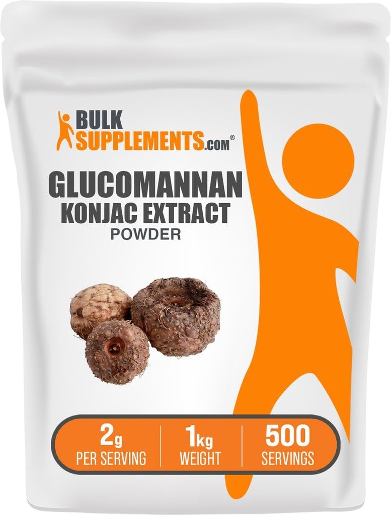 BulkSupplements.com Glucomannan Powder - de Konjac Root Extract Powder, Glucomannan Supplements - Gluten Free, 2g per Serving, 1kg (2,2 libras) (Pack of 1)