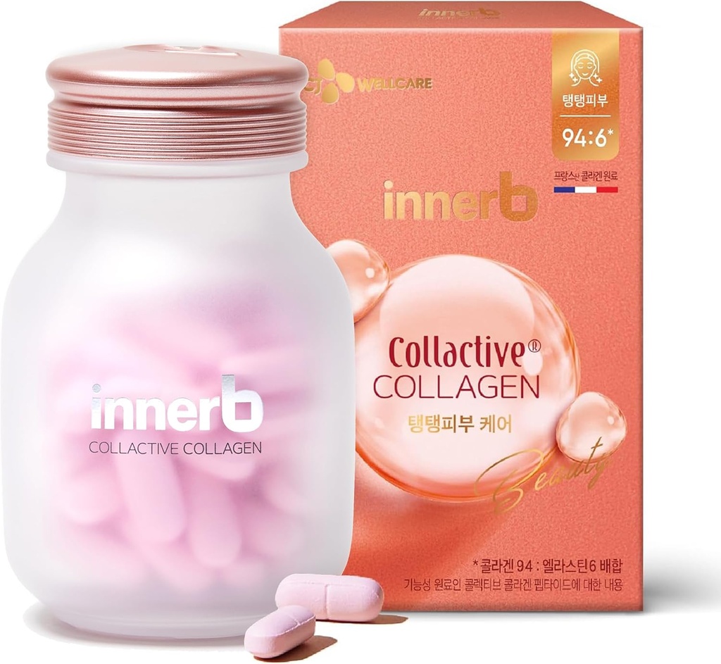 CJwellcare Innerb Glow Capsule Collagen (28 Servings, 4 Weeks) - Firm Skin Elasticity, Premium Korean Skin Care Supplement. Elastin, Vitamina C.