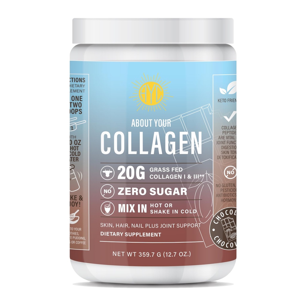 Chocolate Peptides Polvo, Grass Fed Hydrolyzed Tipo 1 comprimido3 Collagen, promueve el cabello, la piel, las uñas, los huesos, la salud conjunta (30 servidos) (Chocolate)