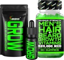 Kit de crecimiento de la barba w / crecimiento de la barba XXL aceite / suero para el crecimiento del cabello facial para hombres + fuerza máxima 620,000mcg 14 en-1 BIOTIN Facial Crecimiento del cabello Vitaminas para hombres - Formulado en América
