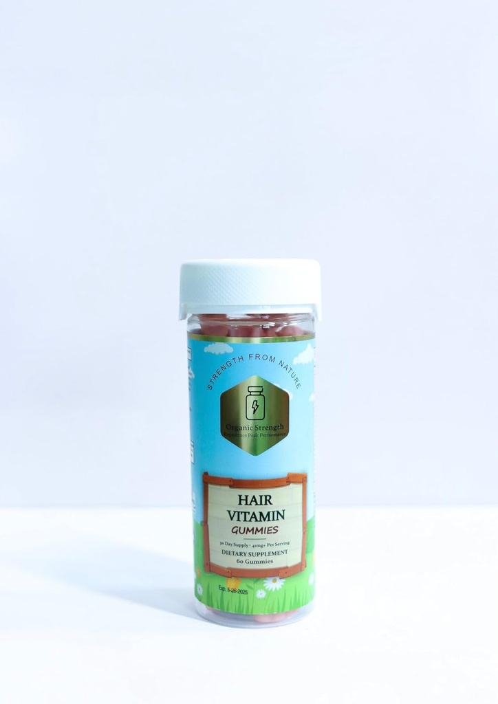 Pelo Vitamina Gummies: 5000 mg de Biotina, VIT A 630 mcg, Folate 400+ mcg (60 Conteo)