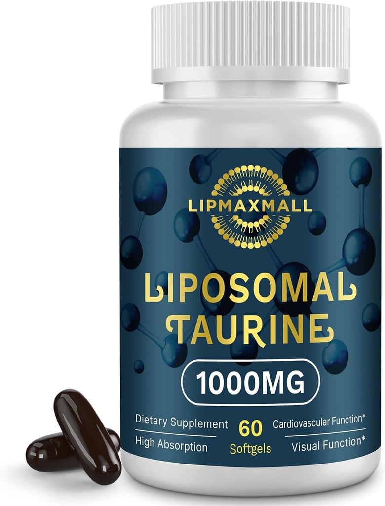 Suplemento Liposomal de Taurina 1000mg, Aminoácidos de alta absorción para el corazón, Nerve, Brain, Visual (60 Softgels - 1 Pack)
