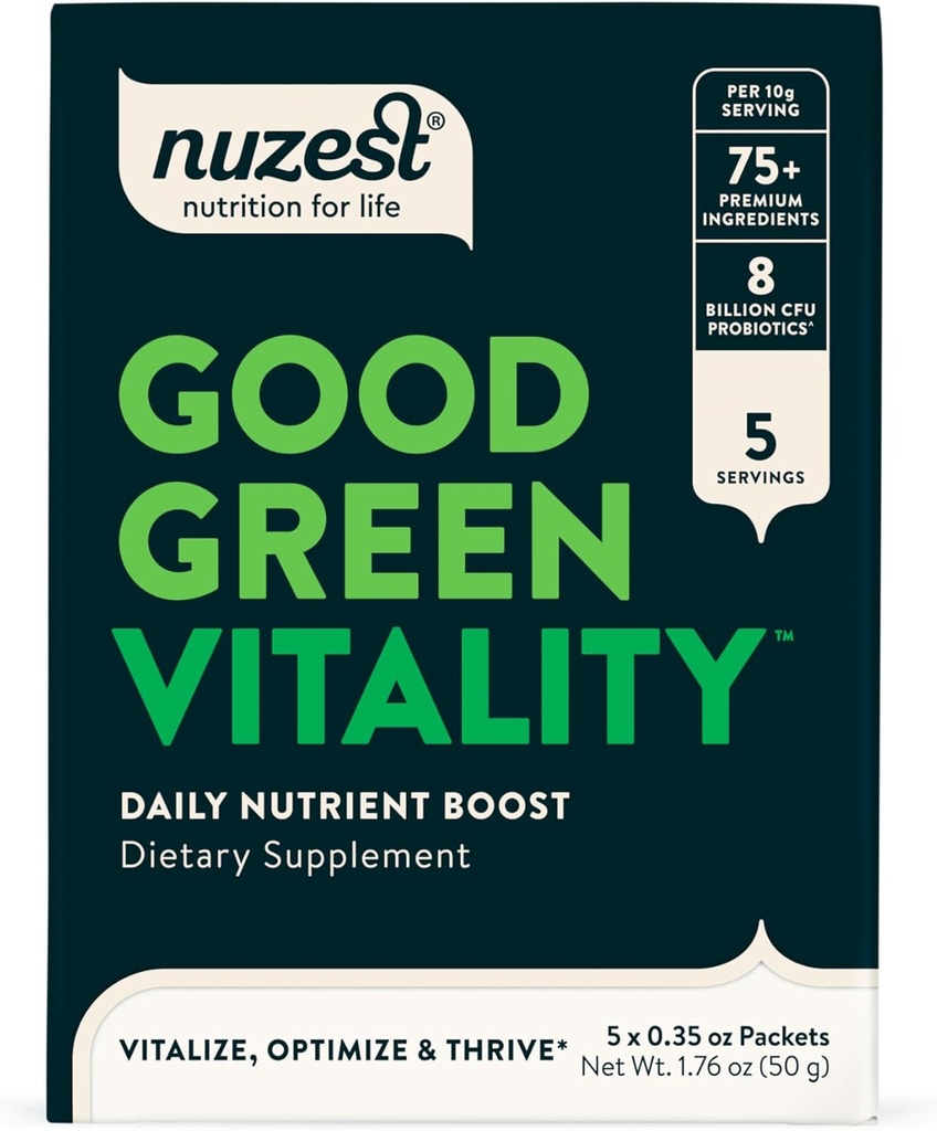Nuzest Greens Powder Good Green Vitality – Vitaminas, Minerales & Superalimentos – Vegan Multivitamina Suplemento 10g (Pack of 5)