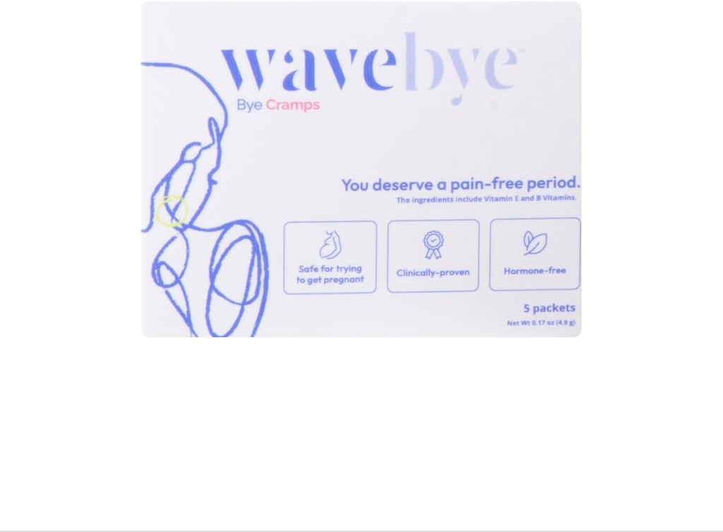 Wave Bye to Period Pain, OB/GYN-Developed Premenstrual (PMS) Supplement for Women with Period Cramps, 1 Month Supply