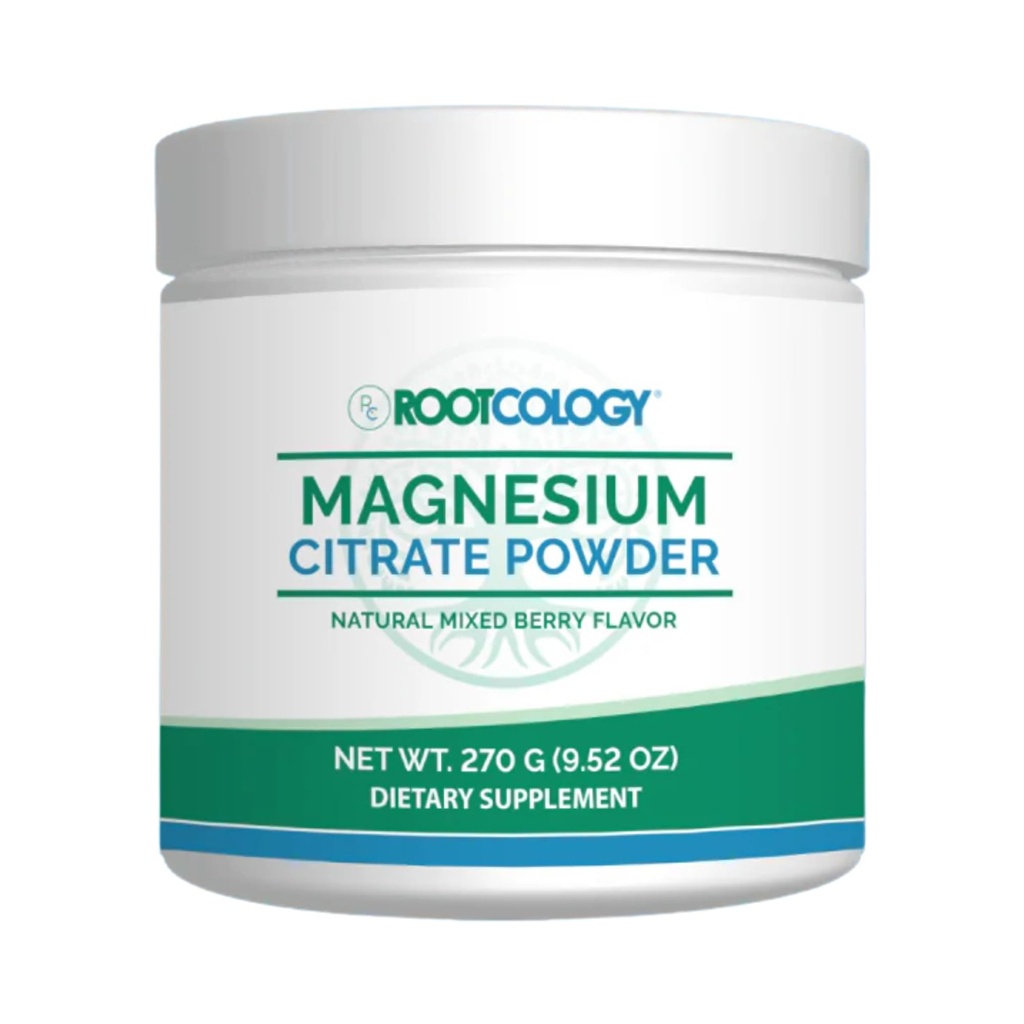 Rootcology by Dr. Izabella Wentz Ø Magnesium Citrate Powder tención 300mg Magnesium for Relaxation and Regularity Support tención Natural Mixed Berry Flavor ← 270g / 60 Servings