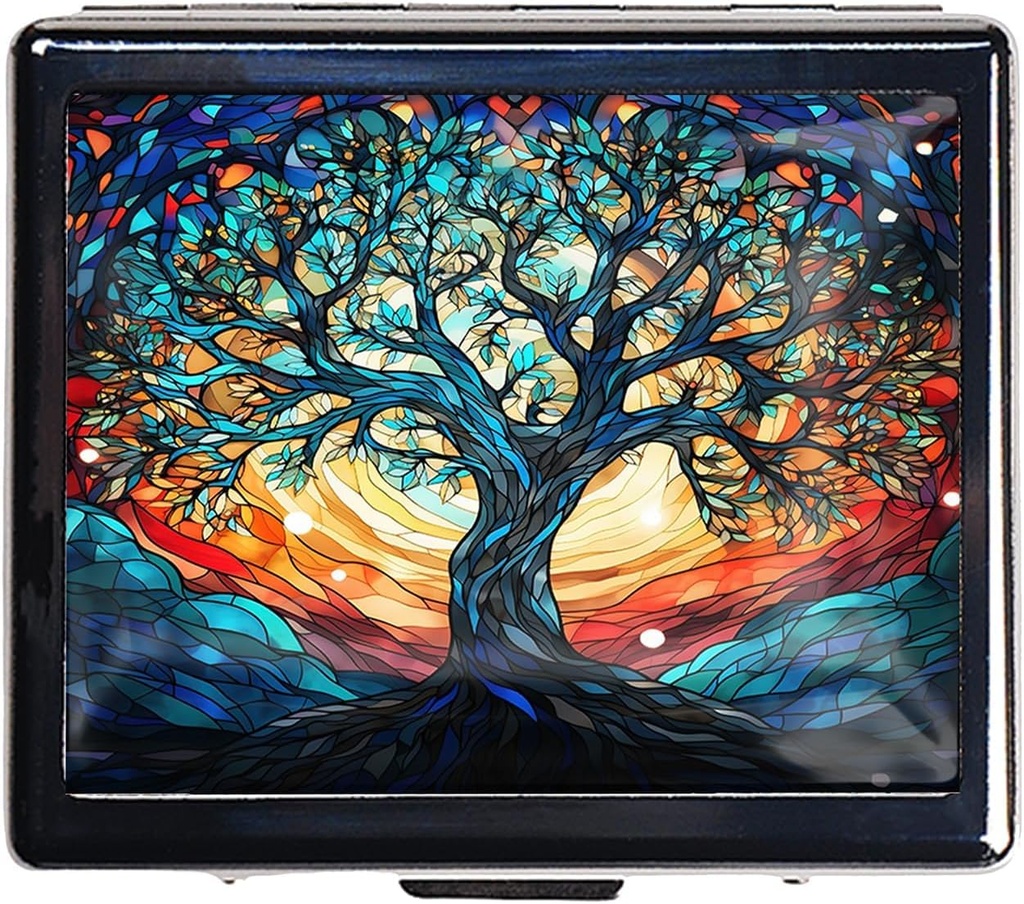 7 días cromado brillante plata píldora organizador con espejo interior tiene 8 compartimentos separados rectángulo 7 días caja de la píldora del día caja (Tree of Life)