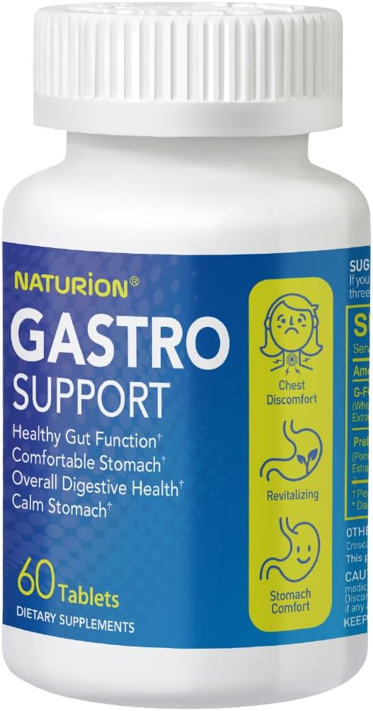 Soporte gastro – Suplemento de salud digestivo con Blend G-FOS, raíz de jengibre orgánico, Extracto de regaliz, Gum Mastic &amp; Pomegranate – Apoya Digestive Comfort & Gut Balance – 60 Tablets, 60 Day Supply