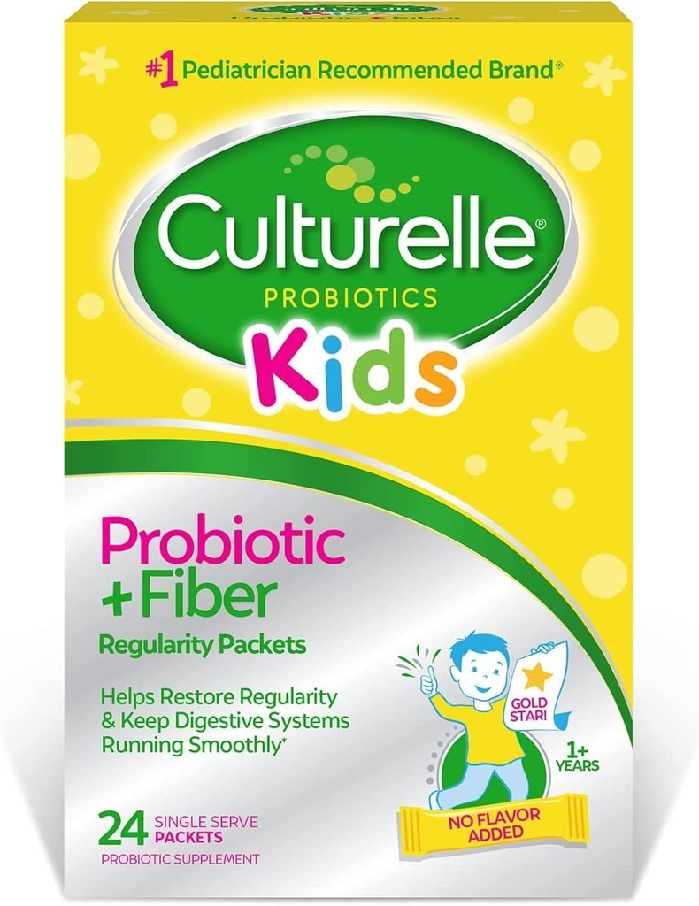 Culturelle Kids Regularity Probiotic &amp; Fiber Dietary Supplement - Helps Restore Regularity & Keeps Kids' Digestive Systems Running Smoothly* - Works Naturally with Child's Body* - 24 Single Packets
