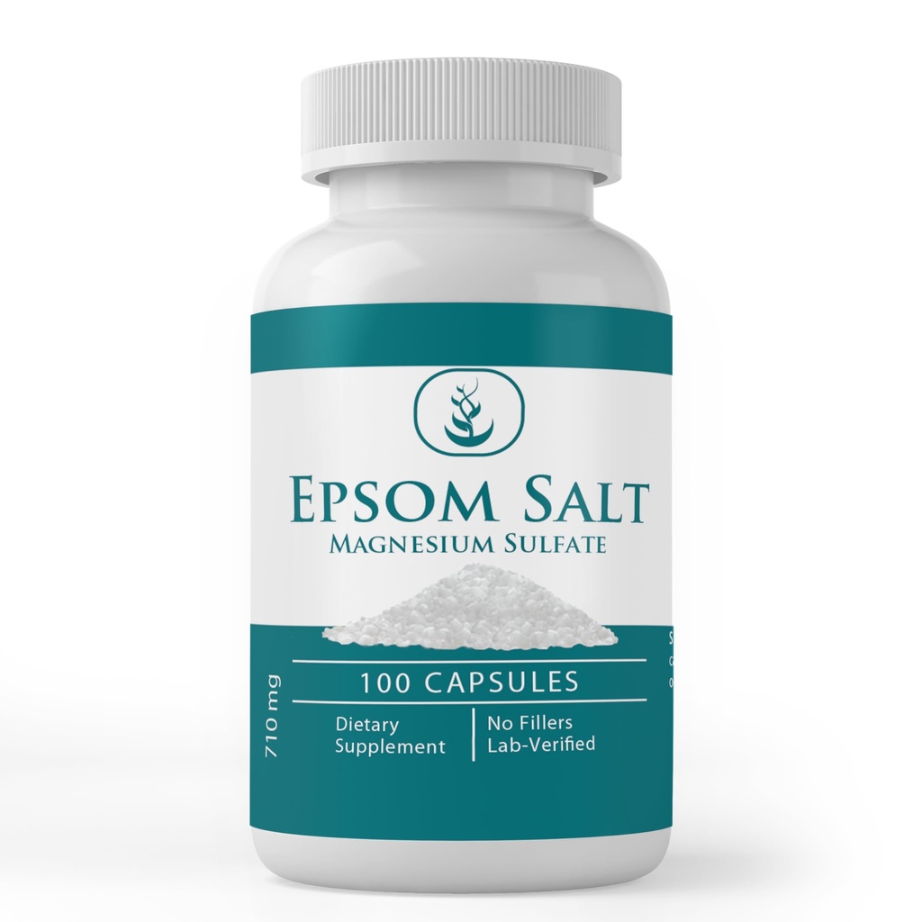 Pure Original Ingredients Epsom Salt, (100 Capsules) Always Pure, No Additives Or Fillers, Lab Verified