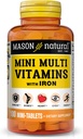 MASON NATURAL Daily Mini Multi Vitaminas con Hierro, Vitaminas A, C, D, E, B1, B2, B3, B6, B12, Folate &amp; Calcio, 100 Day Supply (1 Pack)