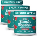 Sencillamente Blossom Nutrition Daily Greens " Superfood Powder + Collagen + Probiotics for Women's Digestive Health " Bloating Relief. Ayuda a su salud Bloom - 3 meses fuente - Watermelon