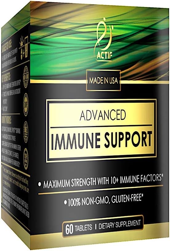 Actif Advanced Immune Support with 10+ Factores for Immunity Booster - 100% Natural, Non-GMO, 60 cuentan