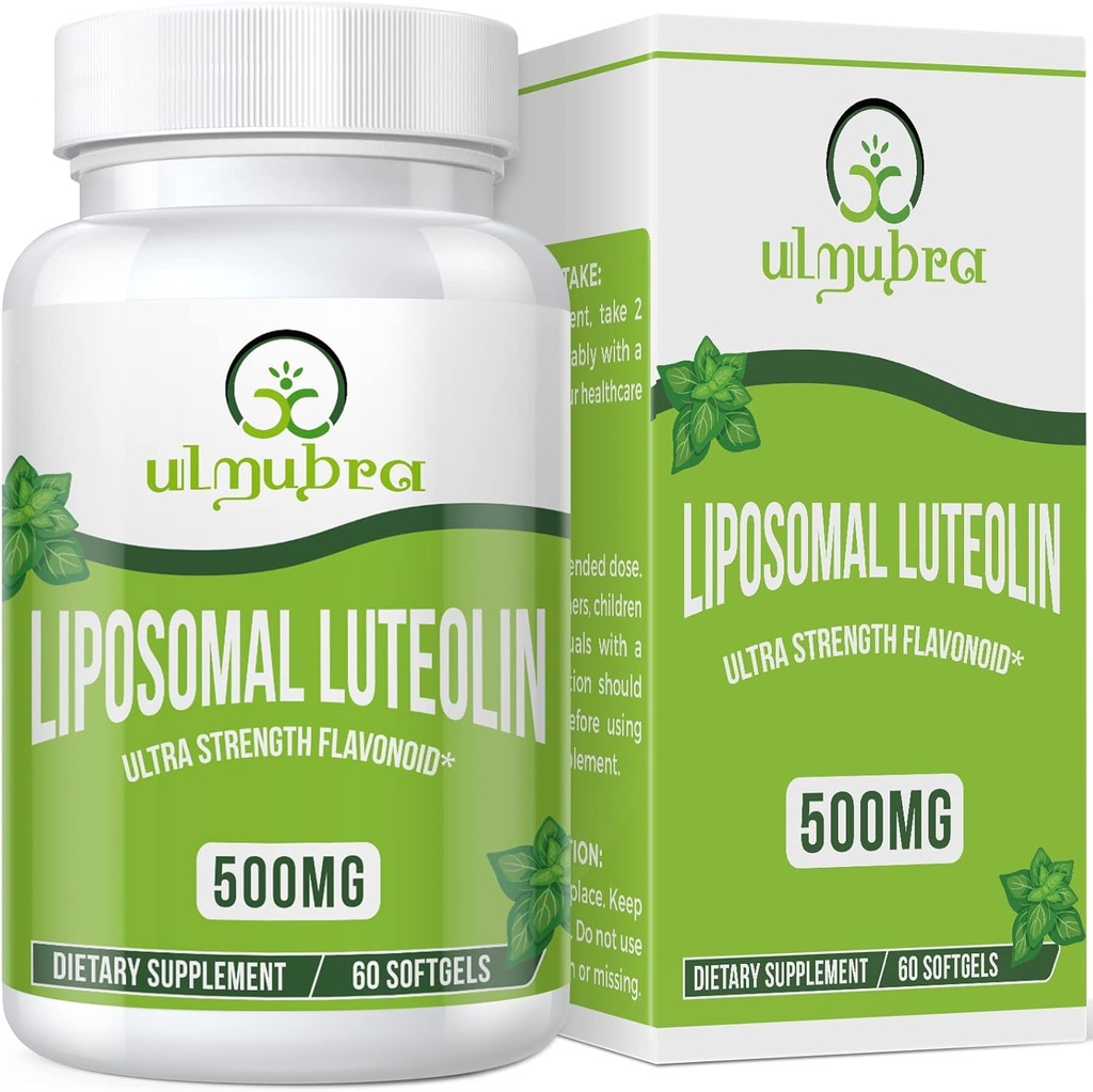 Luteolina Liposomal 500MG, Absorción Máxima, Flavonoide Potente, 60 Softgels, Suplemento Luteolina, No GMO, Gluten Free