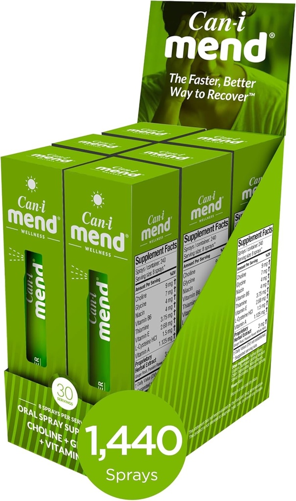 Can-i Mend Liver Support Oral Vitamin Spray Apoyo al proceso de limpieza natural del cuerpo Mantener buena salud y bienestar - 6 Pack con 180 Servimientos