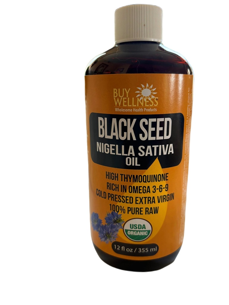 Comprar Wellness Organic Blackseed Cold Pressed Oil Nigella Sativa Pure Black Cumin Oil High Thymoquinone, Powerful Omega aceite rico 12 oz