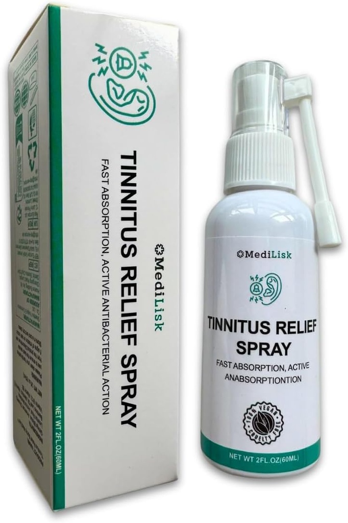 Medilisk Tinnitus Relief Spray – Apoya Tinnitus Relief for Ring Ears – Herbal Ear Care Products – Tinnitus Treatment Prevention – Non-Steroidal & Hypoallergenic – 1 Fl Oz – Pack of 1