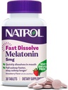 Natrol Fast Dissolve Melatonin 5 mg, Suplementos de Melatonina para el sueño reparador, Apoyo al sueño para adultos, 30 tabletas de sabor a fresa, hasta un suministro de 30 días