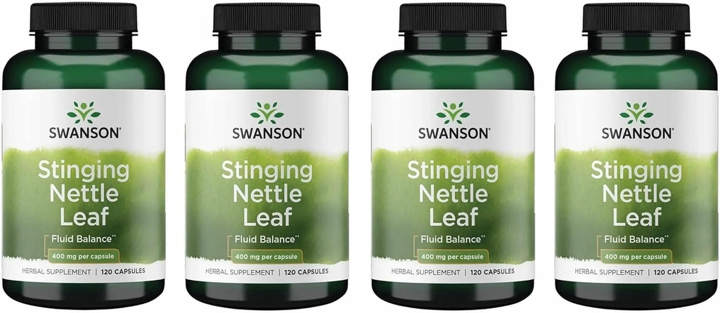 Swanson Stinging Nettle Leaf (Urtica Dioica) - Herbal Supplement Promoting Urinary Tract & Respiratory Health Support - May Support Healthy Fluid Balance - (120 Capsules) (4 Pack)