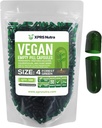 XPRS Nutra Size 4 Empty Capsules - 500 Contar pequeñas cápsulas de vacío vegano - DIY Vegetable Capsule Filling - Fillable Do-It-youself Veggie Pill Caps for Supplements (Forest Green)