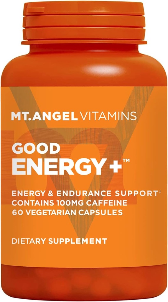 Mt. Angel Vitaminas - Buena Energía - Suplemento de Energía Natural para Mejor Booster Mood, Panax Ginseng, Rhodiola Rosea + Más Herbs & Vitaminas (60 Caps)