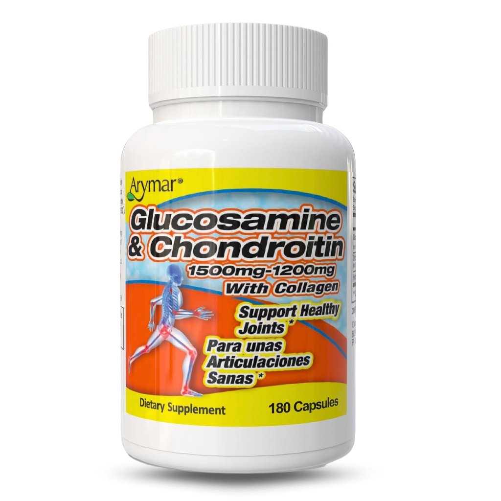 ARYMAR Glucosamine " Chondroitin with Collagen, Supports Joint Health (180 capsules/Pack of 1)
