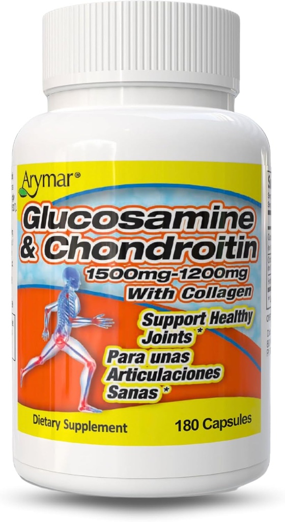 ARYMAR Glucosamine " Chondroitin with Collagen, Supports Joint Health (180 capsules/Pack of 1)