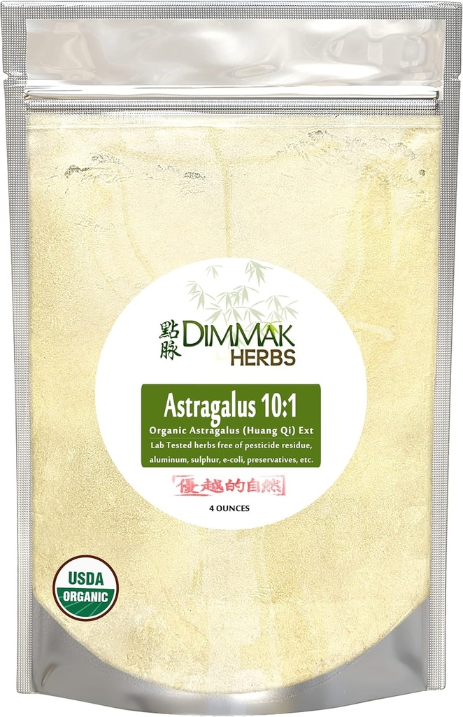 Orgánica Astragalus 10:1 Extracto Polvo vivificado Huang Qi Concentrate Granules ¦ Lab Tested, USDA Orgánica 4oz / 112g por Dimmak Herbs