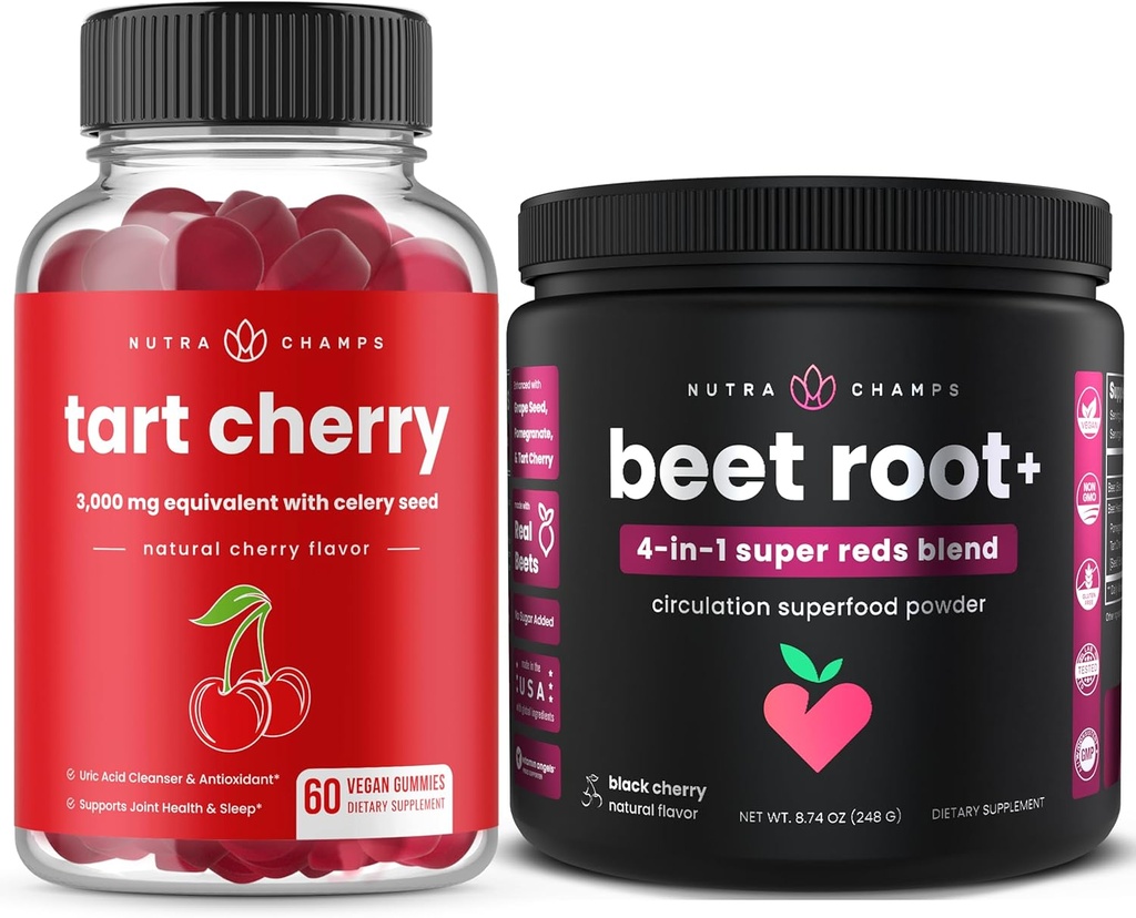 NutraChamps Tart Cherry Gummies &amp; Beet Root Powder