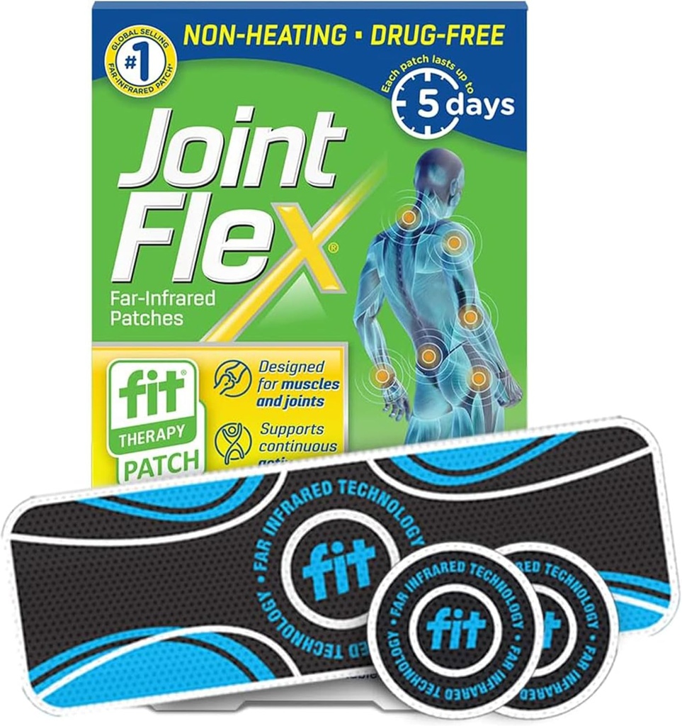 JointFlex FIT Therapy Far Infrared Patch Trial Pack, Supports Continuous Active Mobility for Muscles & Joints, up to 5 Days/Patch, Water Resistant, Non-Heating, Drug-Free—3-ct, 1 Rectangular/2 Round