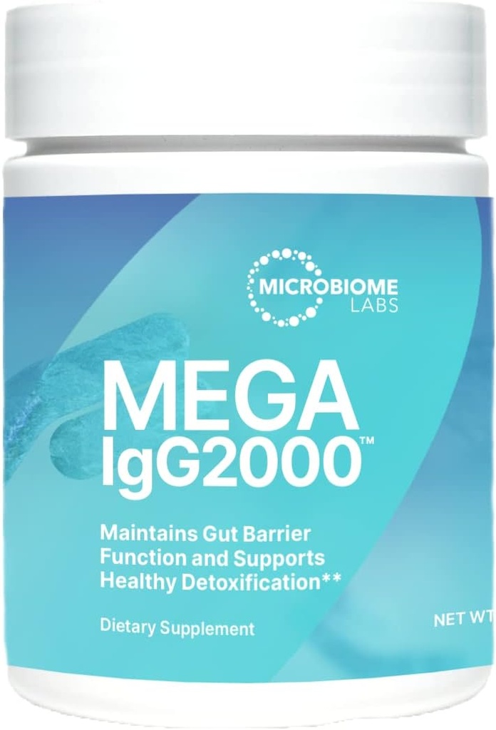 Microbiome Labs Mega IgG2000 Gut Health Powder for Women, Men &amp; Kids 2+ - IgG Immunoglobulin Supplement for Digestive Health Support - Dairy-Free Bovine Colostrum Supplement Alternative (2.1 Ounces)