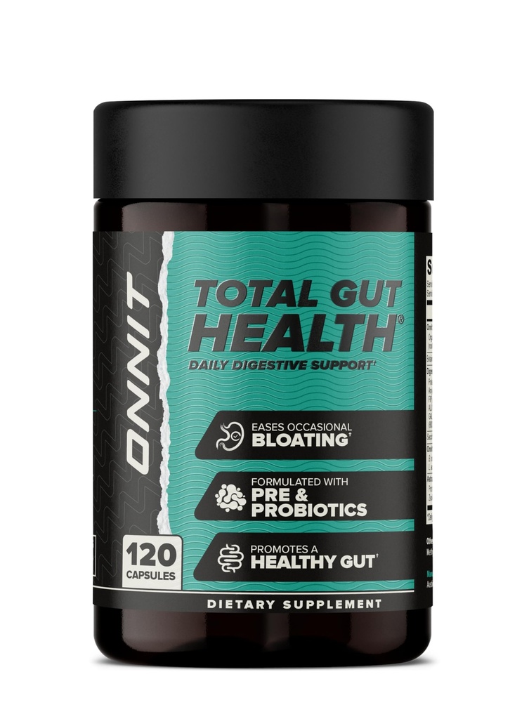 ONNIT Total Gut Health Daily Digestive Support, IGENTM Non-GMO Tested Digestion Supplement for Women and Men with 7 Strains of Probiotics, Prebiotics, Enzymes, and Betaine HCL, 120 Count