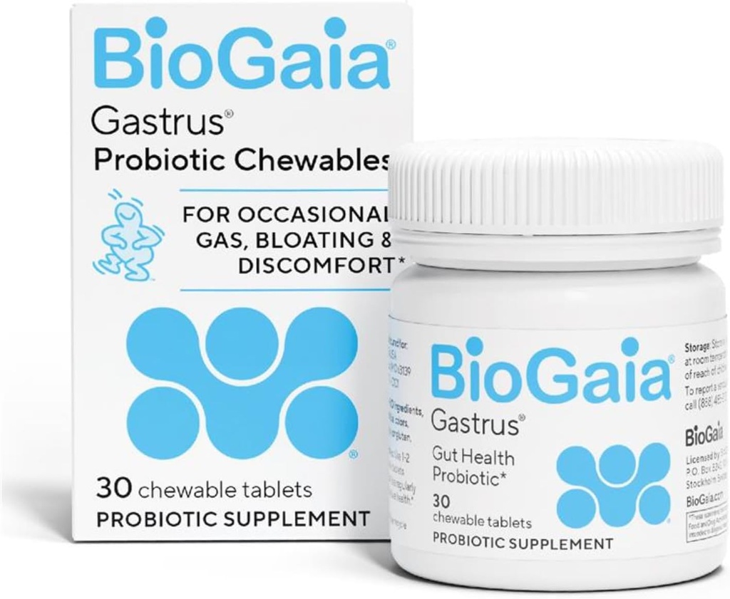 BioGaia Gastrus Gut Health Probiótico ← Eases Abdominal Discomfort, Gas " Bloating ¦ Promueve la regularidad " a Healthy Gut Silencio Contribuye a un Microbiome Equilibrado tención respaldado por 30 años de investigación