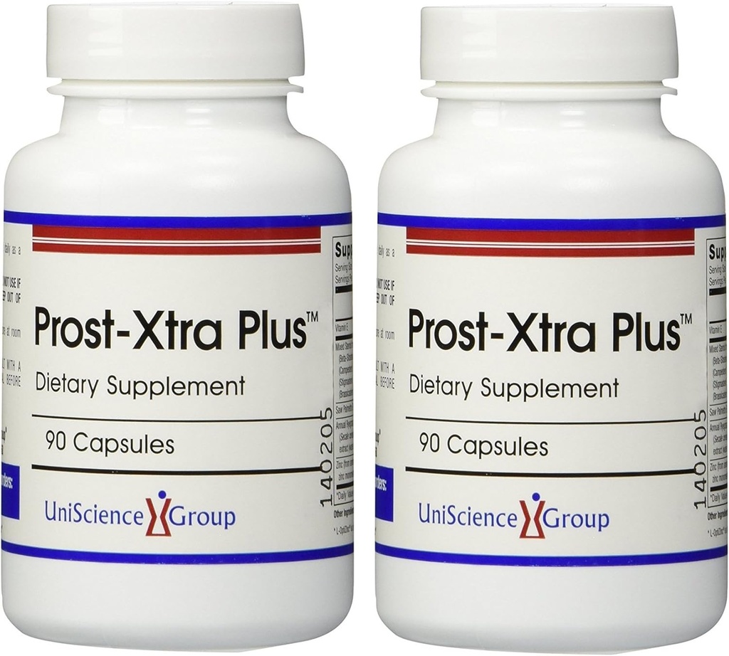 Prost-Xtra Plus (2 Bottle kit) with Rye Grass, 300mg Plant Sterols, Saw Palmetto, Zinc, Vitamin E 90 Capsules Each