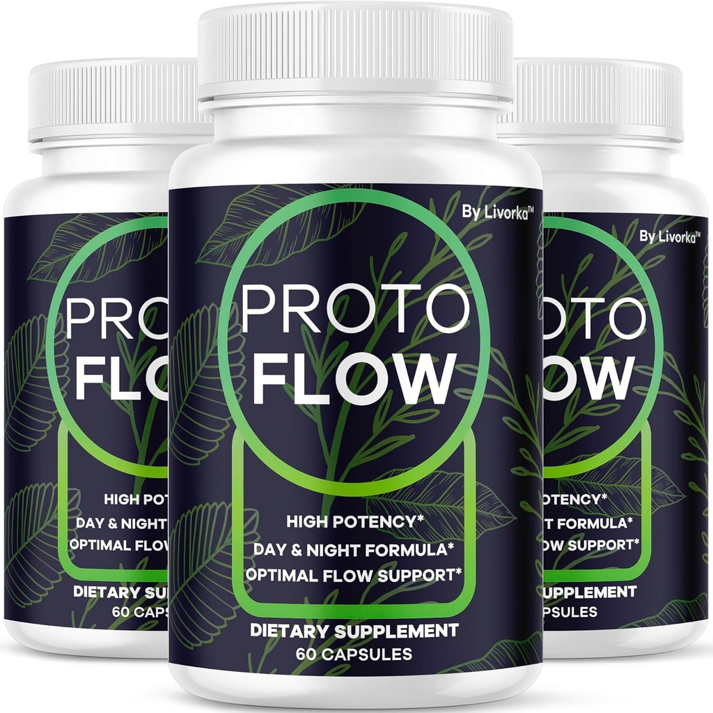 LIVORKA (3 Pack) Proto Flow - Proto Flow Support, ProtoFlow, ProtoFlow Reseñas, ProtoFlow Formula, Proto Flow Male Capsules, Proto Flow Suplemento para Hombres, Proto Flow Pills, 180 cápsulas para 3 meses