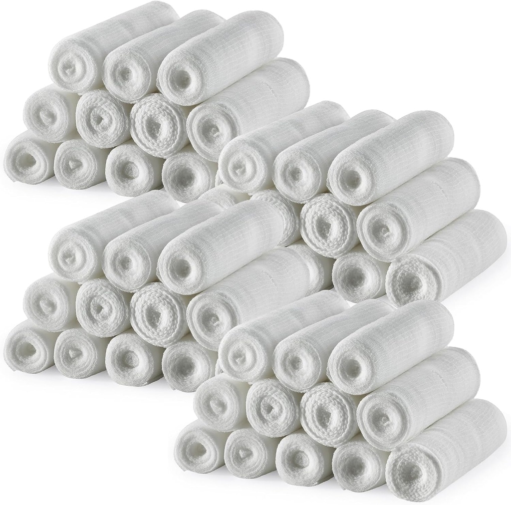 MEDca Gauze Bandage Rolls - 48 Pack, 4 en x 4.1 Yards, gaze de grado médico y banda de estiramiento para el vestido de heridas y el primer kit de ayuda