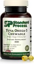 Tuna de proceso estándar Omega-3 Chewable - Suplemento de aceite de pescado con DHA - Omega-3 Suplemento de apoyo Cerebro &amp; Ojo Salud - Excelente fuente de antioxidantes - Gluten-Free &amp; Non-Dairy - 120 Softgels