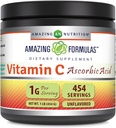 Fórmulas asombrosas Suplemento de vitamina C Polvo TENIDO Ácido ascórbico 1 Gram per Serving TEN 454 Serviciones por Container TEN NO-GMO TEN Gluten-Free TEN Made in USA