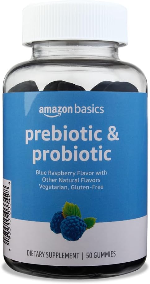 Fundamentos Prebióticos " Gummies Probióticos, 2 Billones CFU, Blue Raspberry, 50 Cuenta (2 por Servo) (antes Solimo)