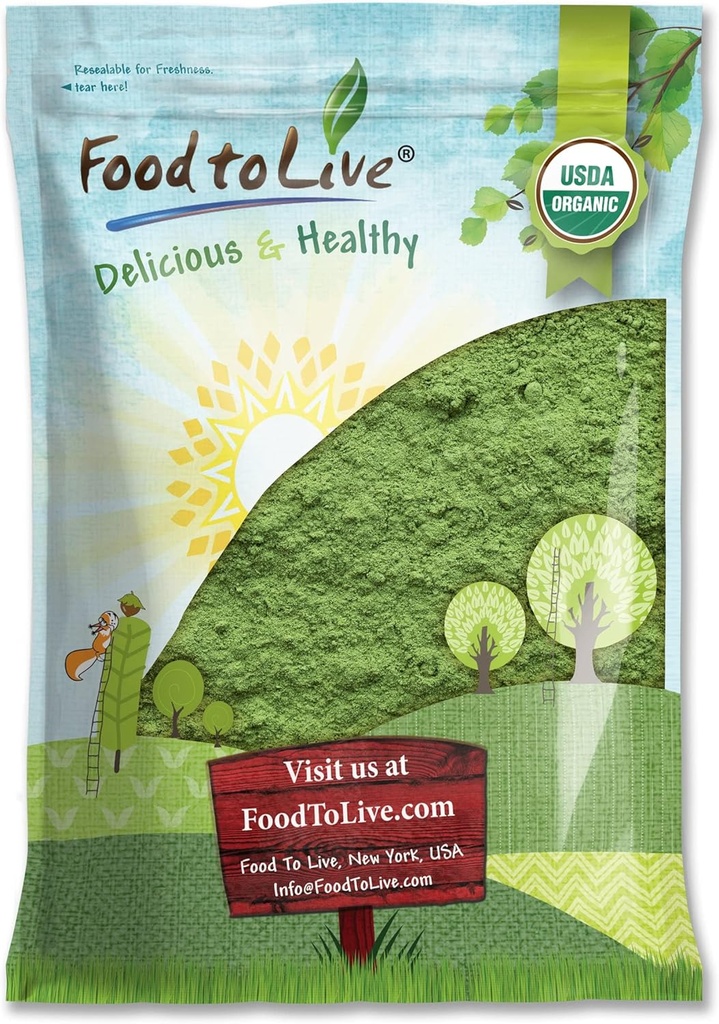 Ecológico SuperGreens Powder Blend, 6 libras - Kale mixto, Moringa, Spirulina, Wheatgrass Powders. No GMO, Puro, Vegan, Bulk. Rico en Antioxidantes, Clorophyll. Grande para Jugos, Smoothies, Baking