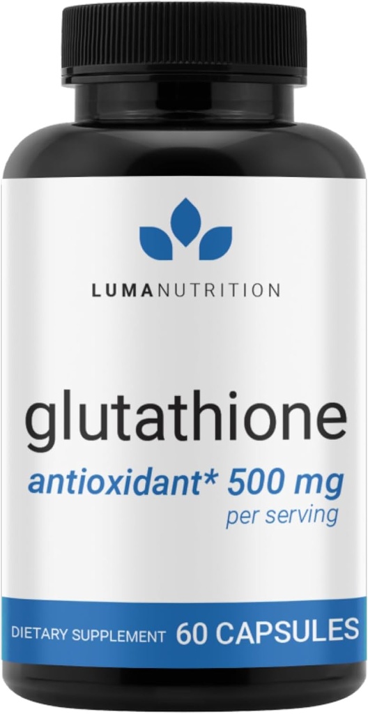 Luma Nutrition Premium Glutathione Suplemento - 500mg - L-Glutathione - Antioxidant Support - Reducido - Soporte para el hígado - 60 cápsulas
