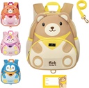 Mochila BabbleRoo Toddler, Mochila para niños - Iluminación &amp; Resistente al agua Neoprene, Correa para niños pequeños 1-3, Fajas reflectantes para la visibilidad, Mochila animal, Bob The Bear