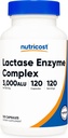 Complejo Nutricost Lactase Enzyme 3000 FCC ALU, 120 cápsulas vegetarianas - No GMO, Gluten Free, 120 piezas