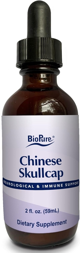BioPure China Skullcap Herbal Tintura – Potent Botanical Extract Rich in Bioactive Flavonoids That Support Neurological, Immune, Circulation, Microbiome Balance, & Whole-Body Wellness – 2 fl oz