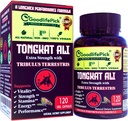 Extra Strength Tongkat Ali con Tribulus Terrestris. Poderoso (100:1) Longjack/Tongkat Ali Extra Extra. 120 Veg Capsules Tongkat Ali para Hombres.Todo Natural, No-GMO, Vegan, No Stearate, No Rice Powder