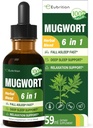 Mugwort Herb Liquid Drops for Sleep Support, Mugwort Leaves(Artemisia vulgaris) Todo en 1 Formula for Relaxation Support, Herbal Supplement with Valerian Chamomile Tulsi Lavender Extract.2oz