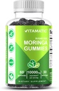 Vitamatic Sugar Free Moringa Gummies – 10,000 mg Equivalente por Serving (a partir de 200 mg de 50:1 Extracto) – Suplemento Verde Superalimentario – 60 Gummies Veganas de base de Pectin – No Sugar Añadido